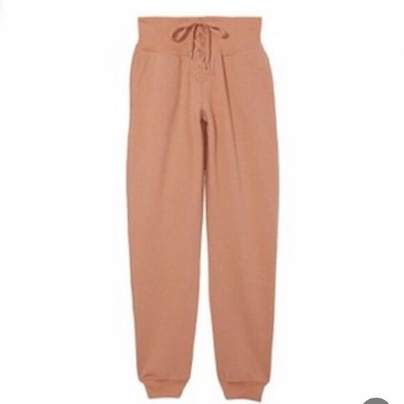 Victoria's Secret Cotton Fleece Lace Up High Waist Joggers pants Xlarge - Picture 1 of 7